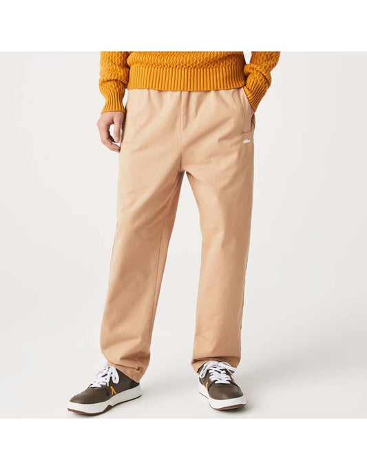 Pantaloni Lacoste LIVE da uomo in cotone dal taglio rilassato, color crema
