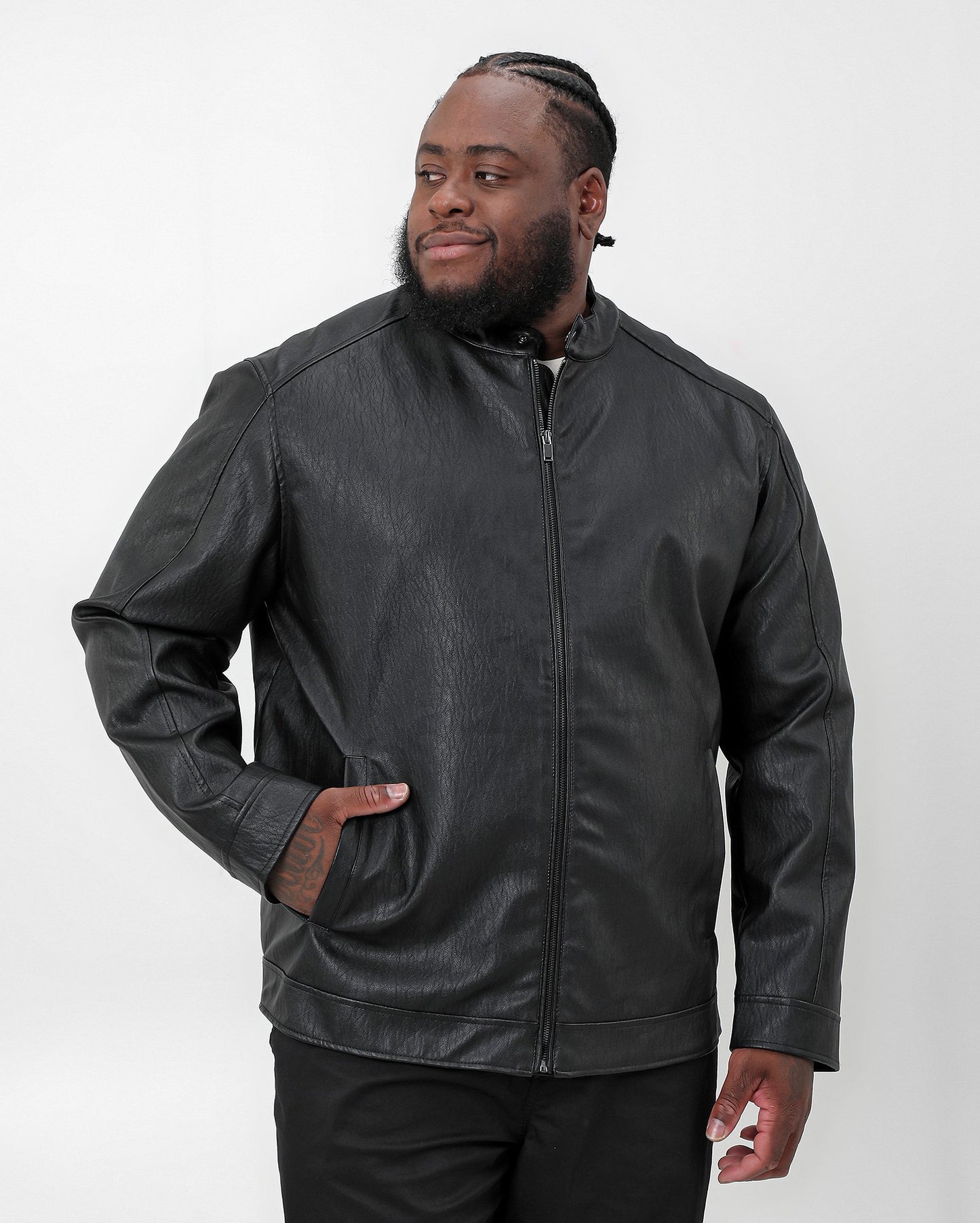 Jaqueta masculina de poliuretano preta plus size Original Plus da Riachuelo