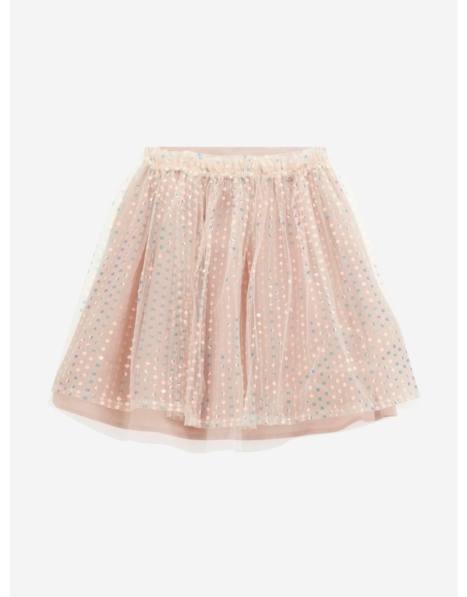 Gonna midi rosa con paillettes per bambine