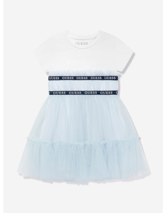 Vestito da bambina in jersey e tulle in blu