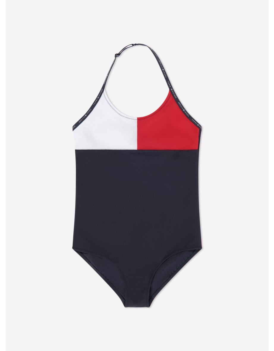 Maiô Tommy Hilfiger Flag para meninas em azul-marinho