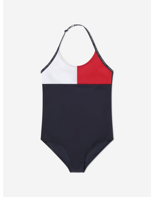 Maiô Tommy Hilfiger Flag para meninas em azul-marinho