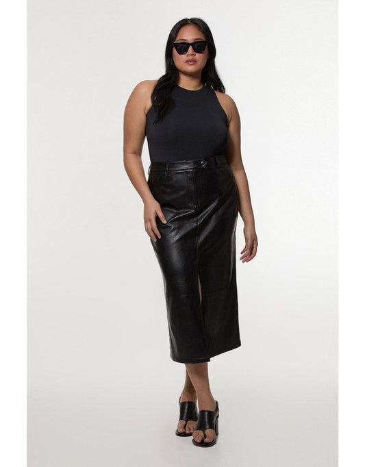 Gonna a tubino in ecopelle plus size