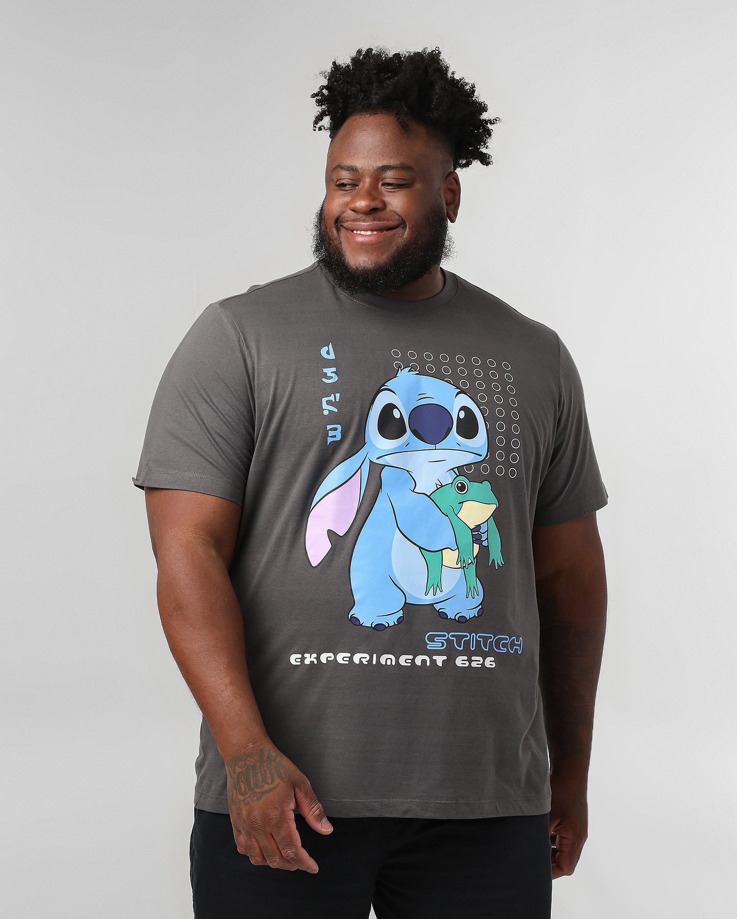 Camiseta masculina plus size Stitch 626 cinza | Disney