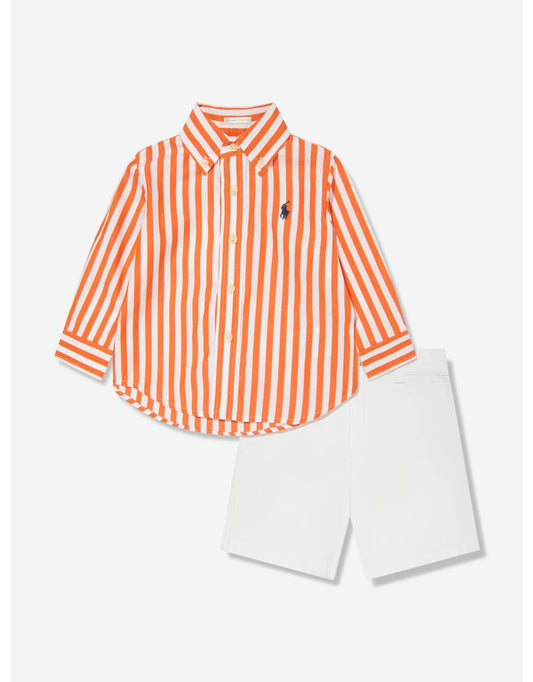 Set camicia e pantaloncini arancioni da bambino