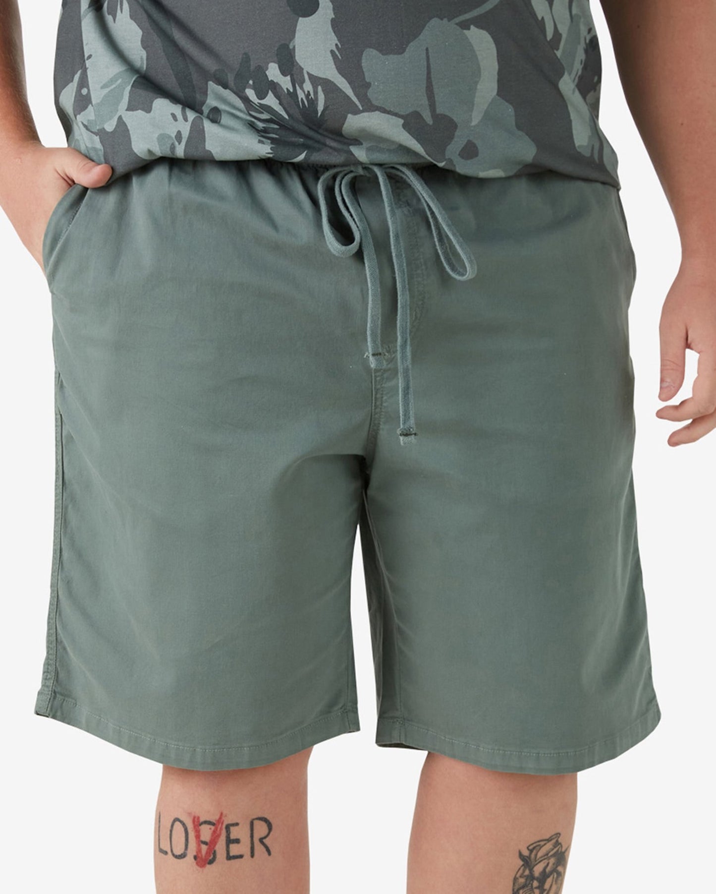 Men's Plus Size Straight Green Denim Shorts