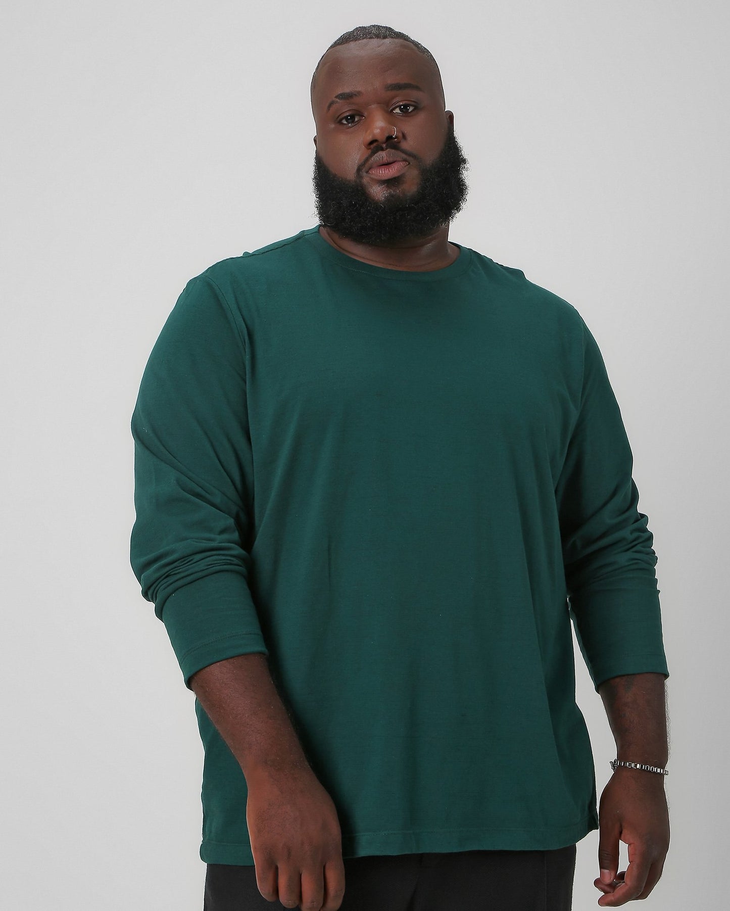 Maglietta uomo plus size a manica lunga verde | Allman By Riachuelo