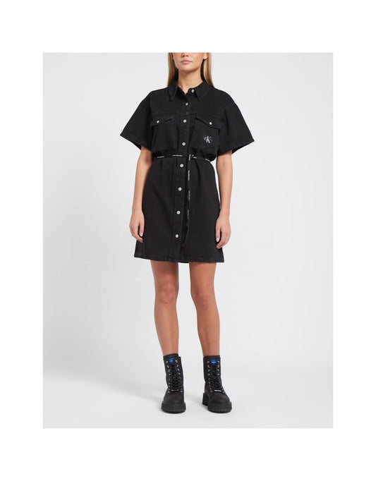 Mini abito a colonna in denim nero