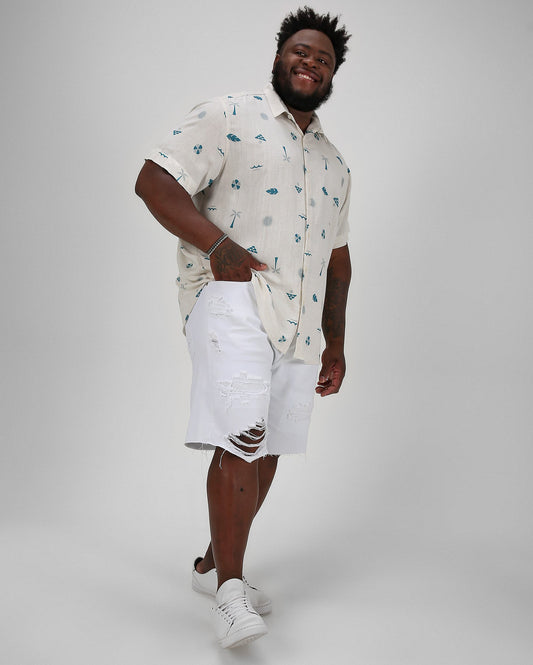 Men's Plus Size Slim White Denim Shorts | Allman By Riachuelo