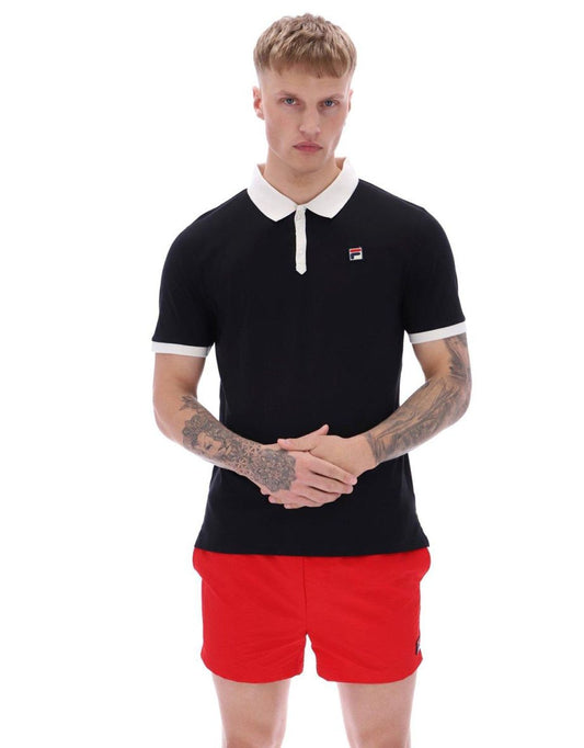Polo Panatta a maniche corte in nero