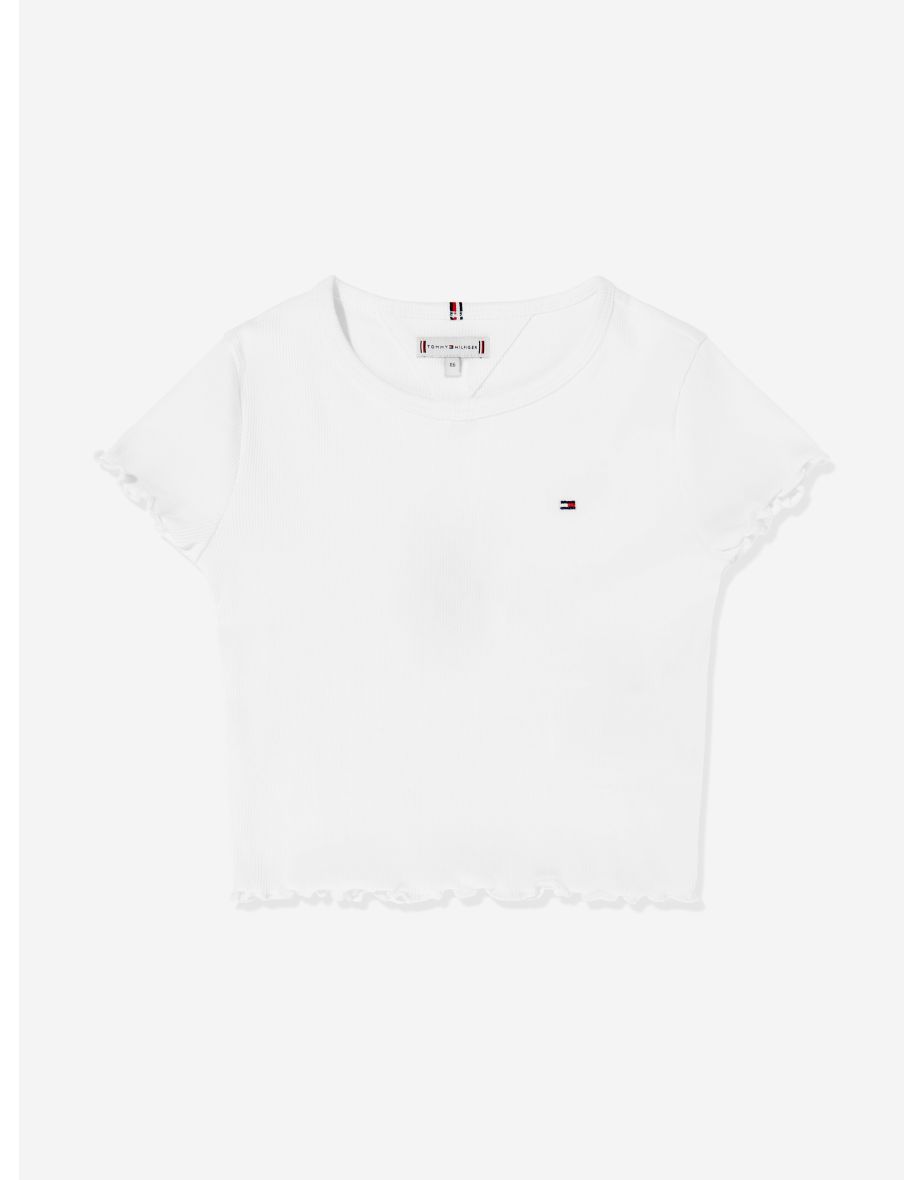 Top de canalé Essential de niña en blanco