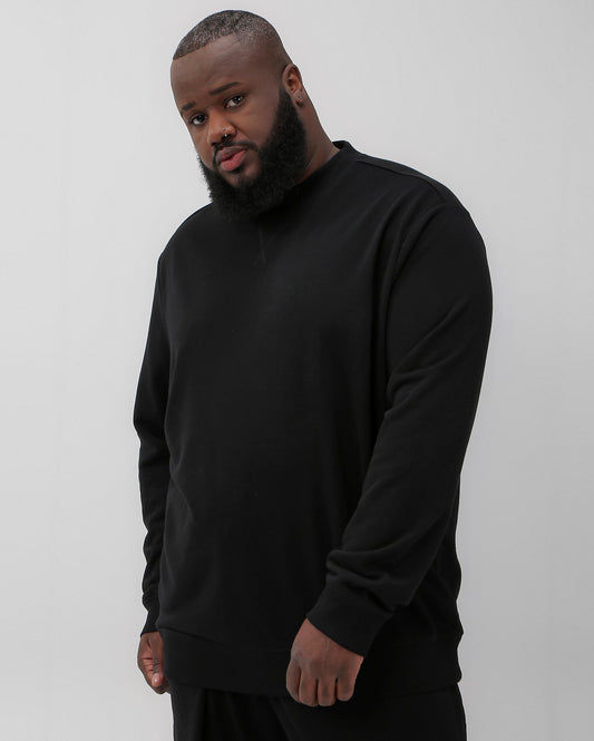 Moletom masculino plus size preto com pulôver Original Plus da Riachuelo