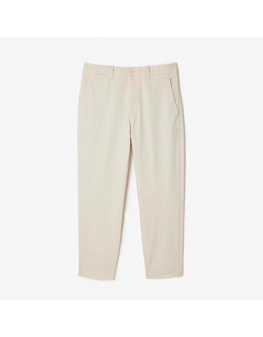 Pantaloni chino Lacoste da uomo in cotone elasticizzato di colore panna