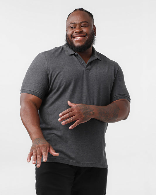 Camisa polo masculina plus size de ajuste regular com gola canelada - cinza | Original Plus by Riachuelo