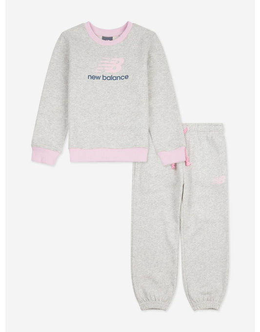 Tuta da ginnastica con logo New Balance bambina in grigio