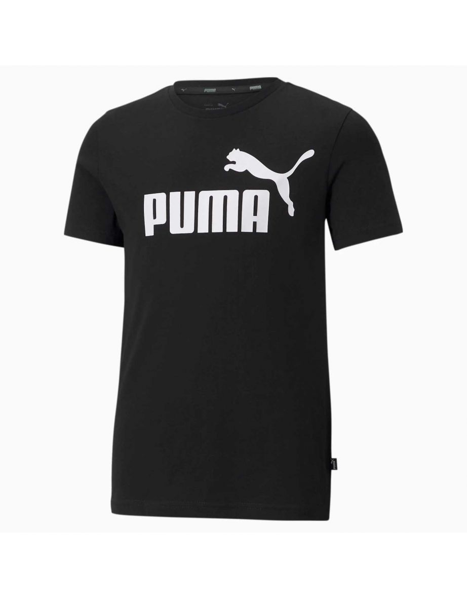 Camiseta esportiva casual masculina com logotipo Puma Essentials em preto