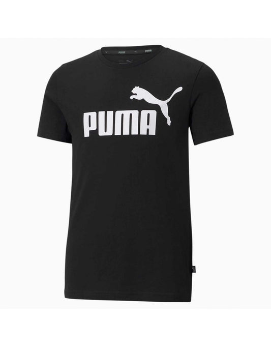 Camiseta esportiva casual masculina com logotipo Puma Essentials em preto