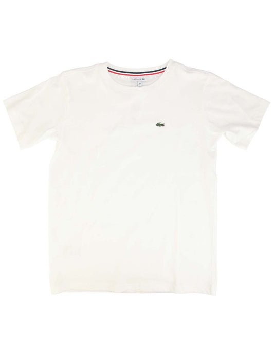 Maglietta Lacoste girocollo in jersey di cotone da bambino - Bianco