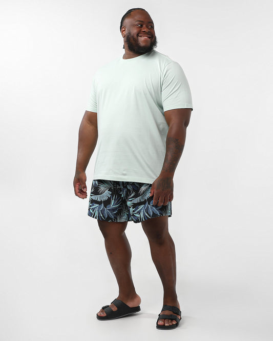 Shorts de banho com estampa de folhas pretas e cordão para homens plus size Original Plus by Riachuelo