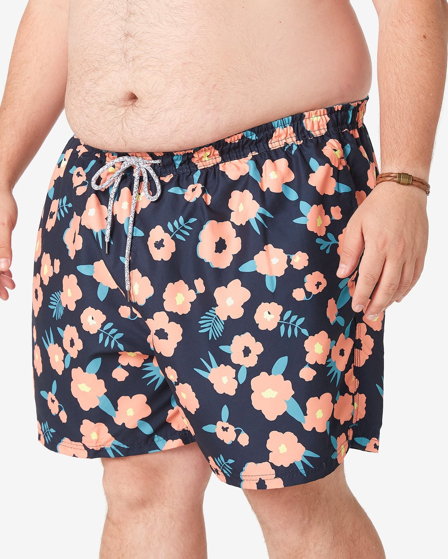 Men's Plus Size Ultramarine Blue Floral Swim Shorts by Allman for Riachuelo