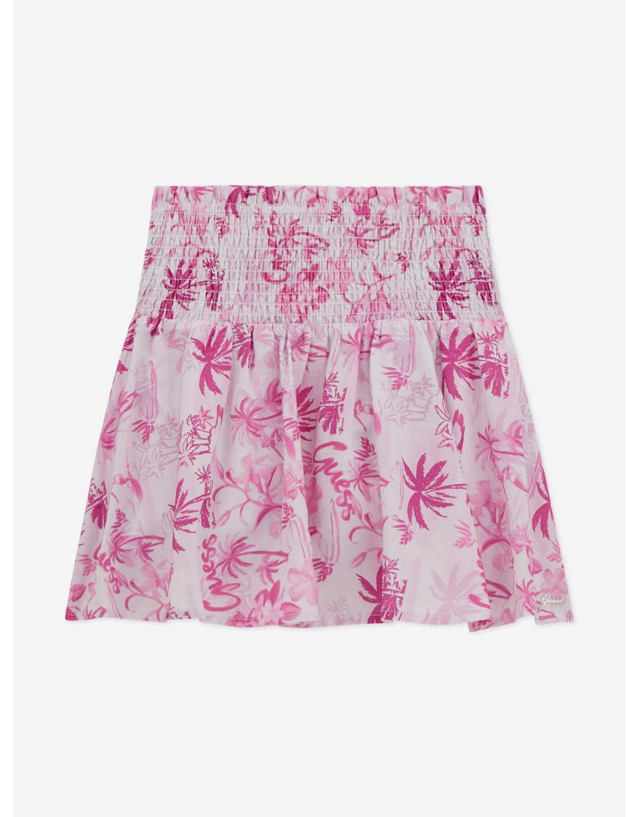 Minigonna da bambina con palme rosa