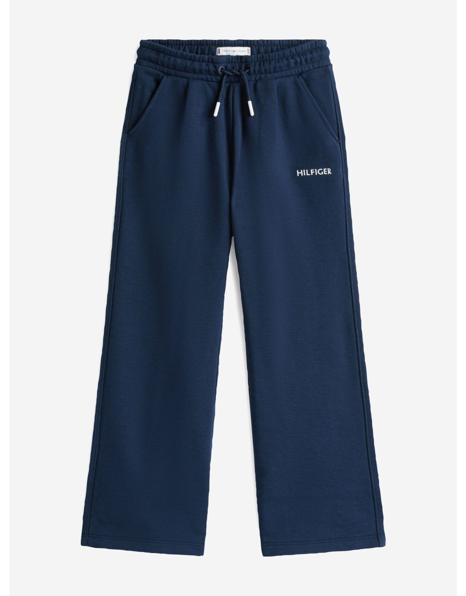 Joggers larghi da bambina di Tommy Hilfiger con disegno della bandiera in blu scuro