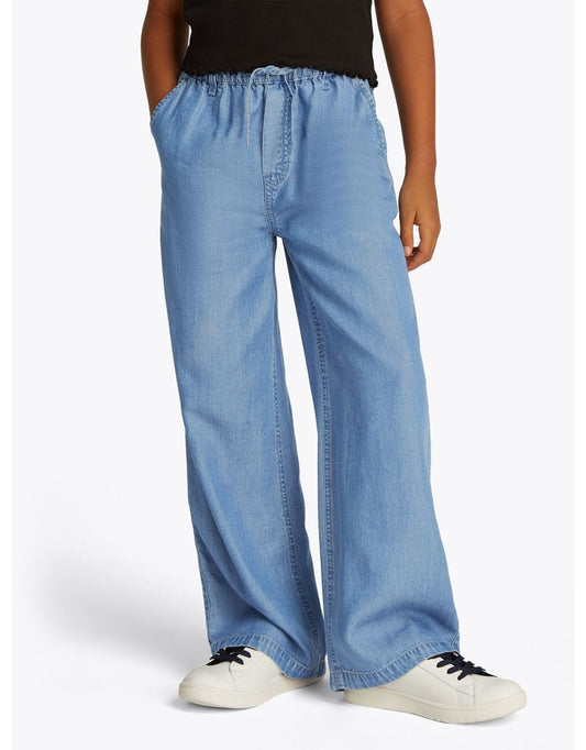 Tommy Hilfiger - Pantaloni larghi in Chambray blu da bambina