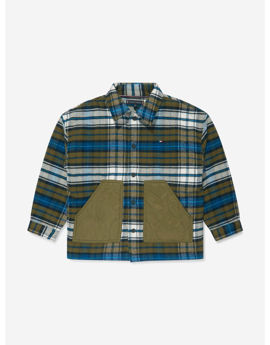 Blusa de nylon verde tartan para meninos