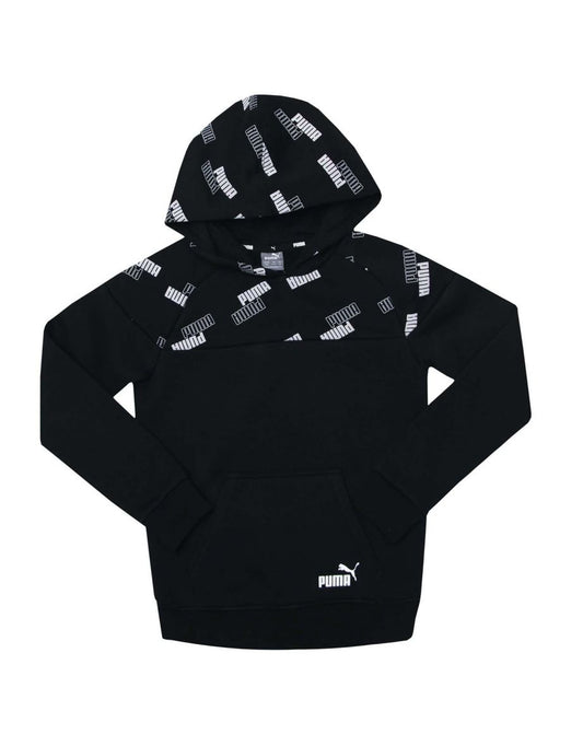 Felpa con cappuccio Puma Junior Power Print da bambino in nero