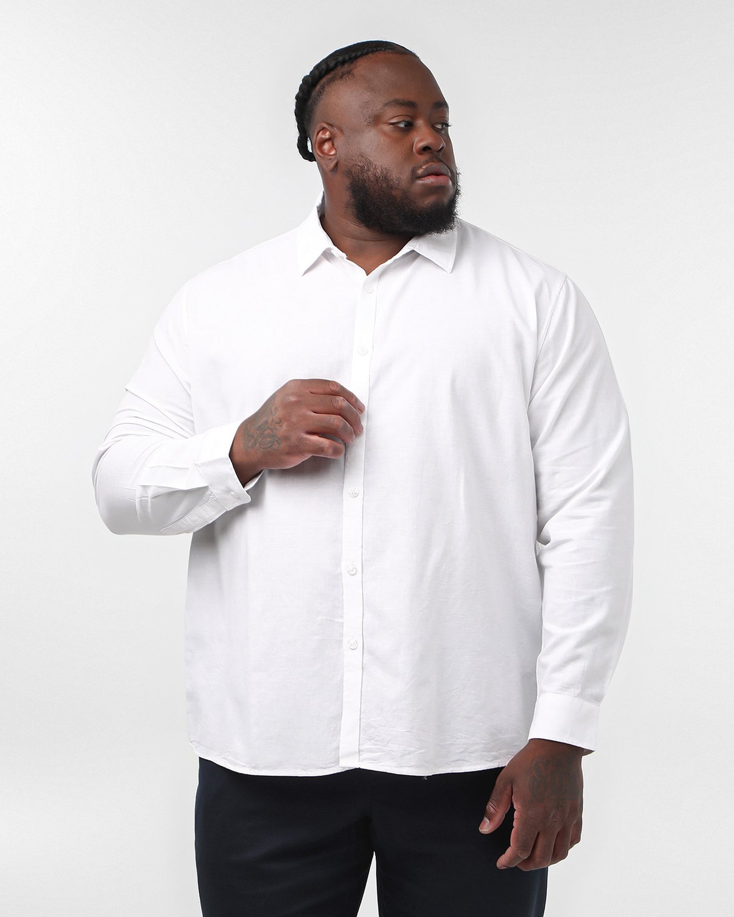 Camisa masculina de linho macio plus size em branco - Original Plus da Riachuelo