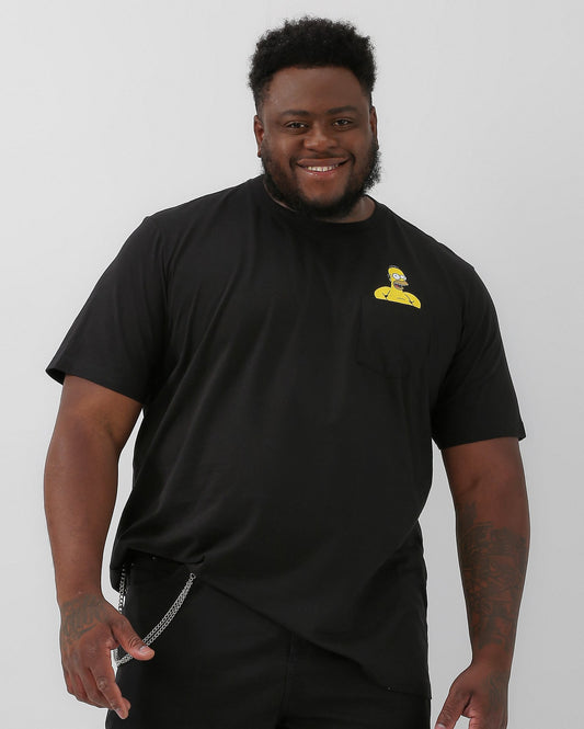 Maglietta Plus Size nera da uomo con Homer in tasca | Fox I Simpson
