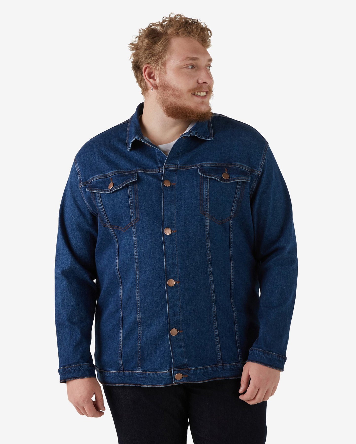 Jaqueta jeans escura masculina plus size