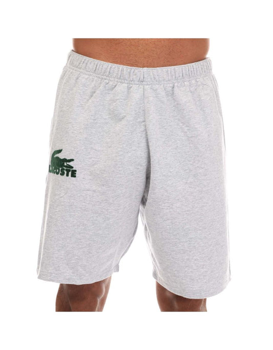 Pantaloncini Lacoste Uomo Grigio Velour Coccodrillo Cotone Pile