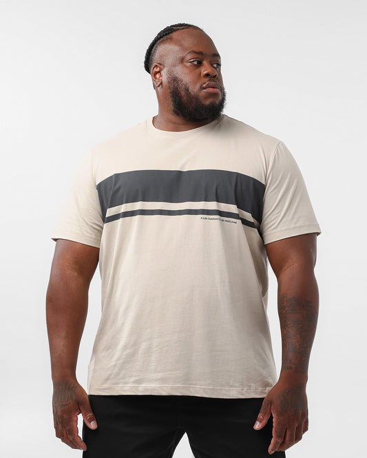 Camiseta masculina plus size com listras bege - Original Plus da Riachuelo