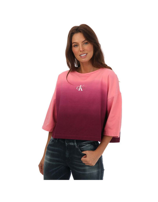 Calvin Klein - Maglietta a maniche corte rosa Dip Dye Donna