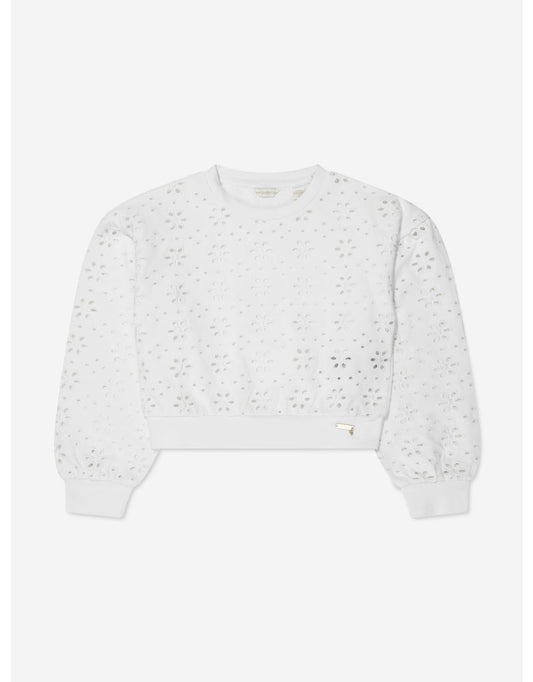 Sudadera de ojetes blanca para niña