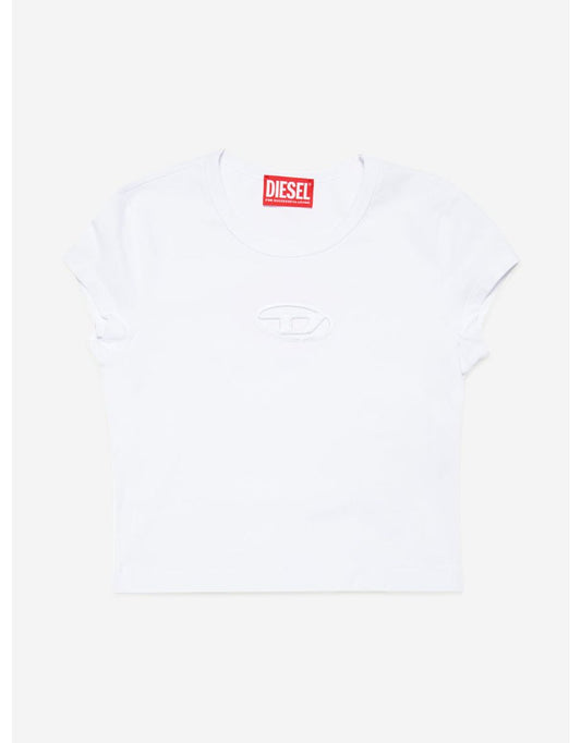 Maglietta con logo da ragazza in bianco
