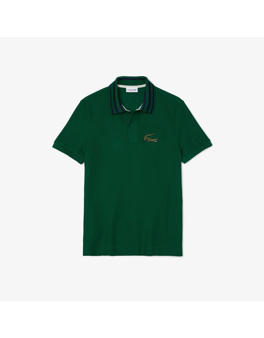 Polo Lacoste Slim Fit da uomo con ricamo coccodrillo in verde