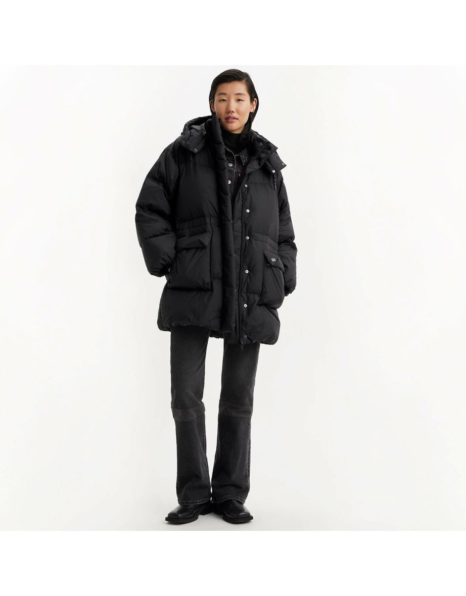 Giacca imbottita con cappuccio oversize di media lunghezza