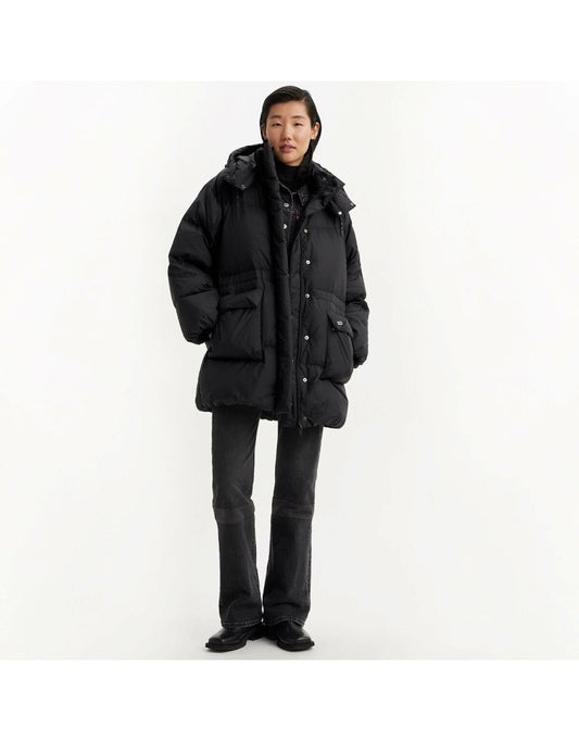 Giacca imbottita con cappuccio oversize di media lunghezza