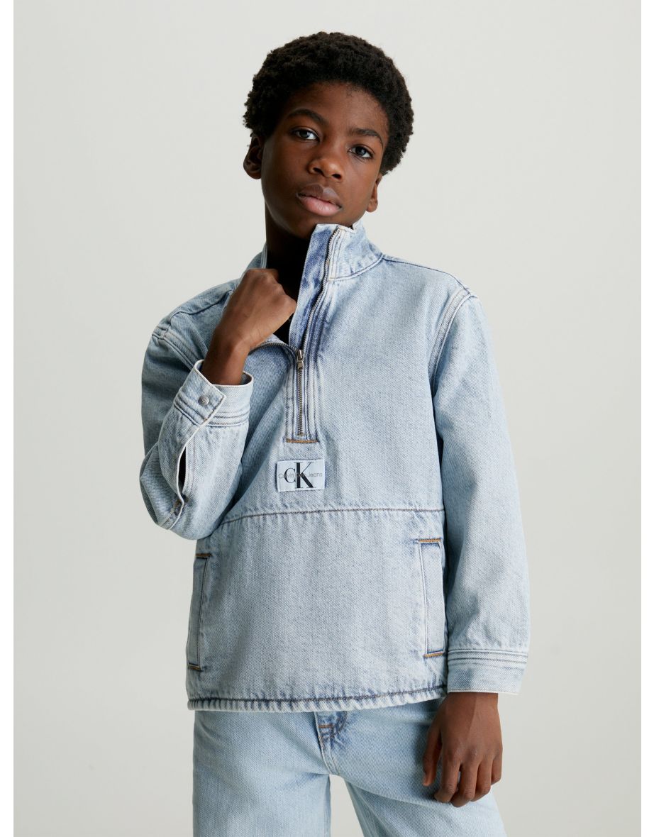 Giacca a vento Calvin Klein da ragazzo in denim blu
