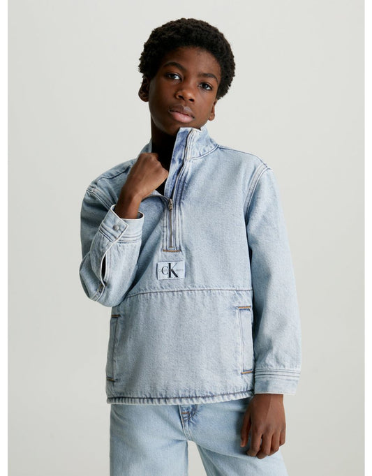 Giacca a vento Calvin Klein da ragazzo in denim blu
