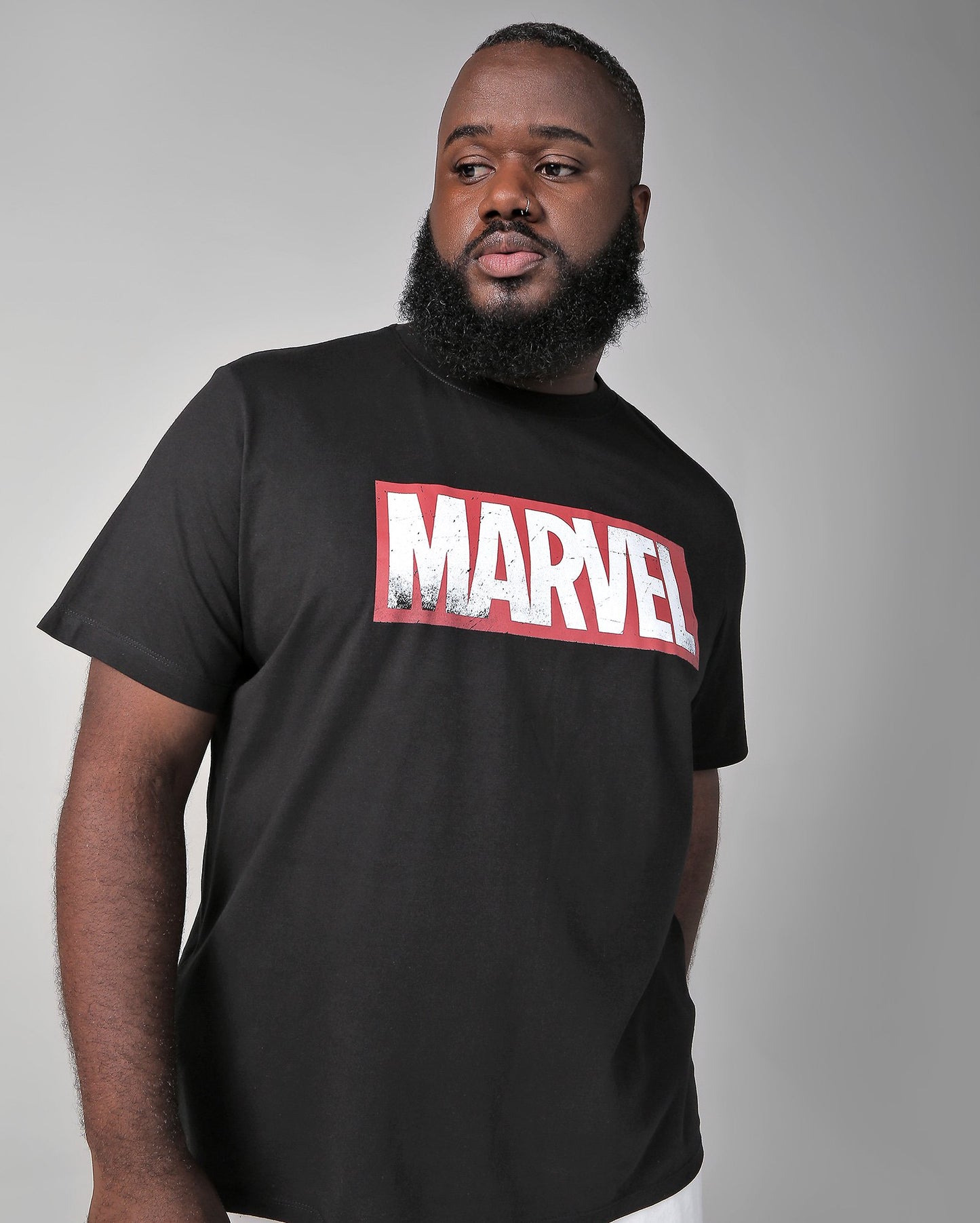 Camiseta masculina plus size de manga curta da Marvel - preta