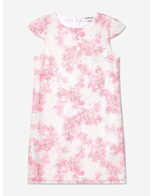 Vestito da bambina in pizzo bianco con fiori di ciliegio