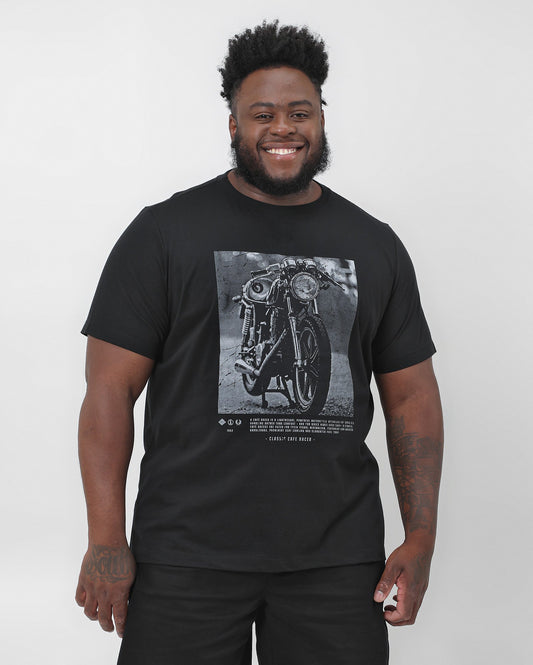 Camiseta masculina plus size preta para motociclistas - Original Plus da Riachuelo