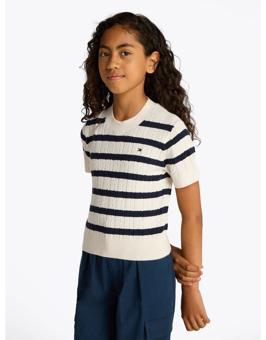 Mini jersey de punto de rayas multicolor para niña