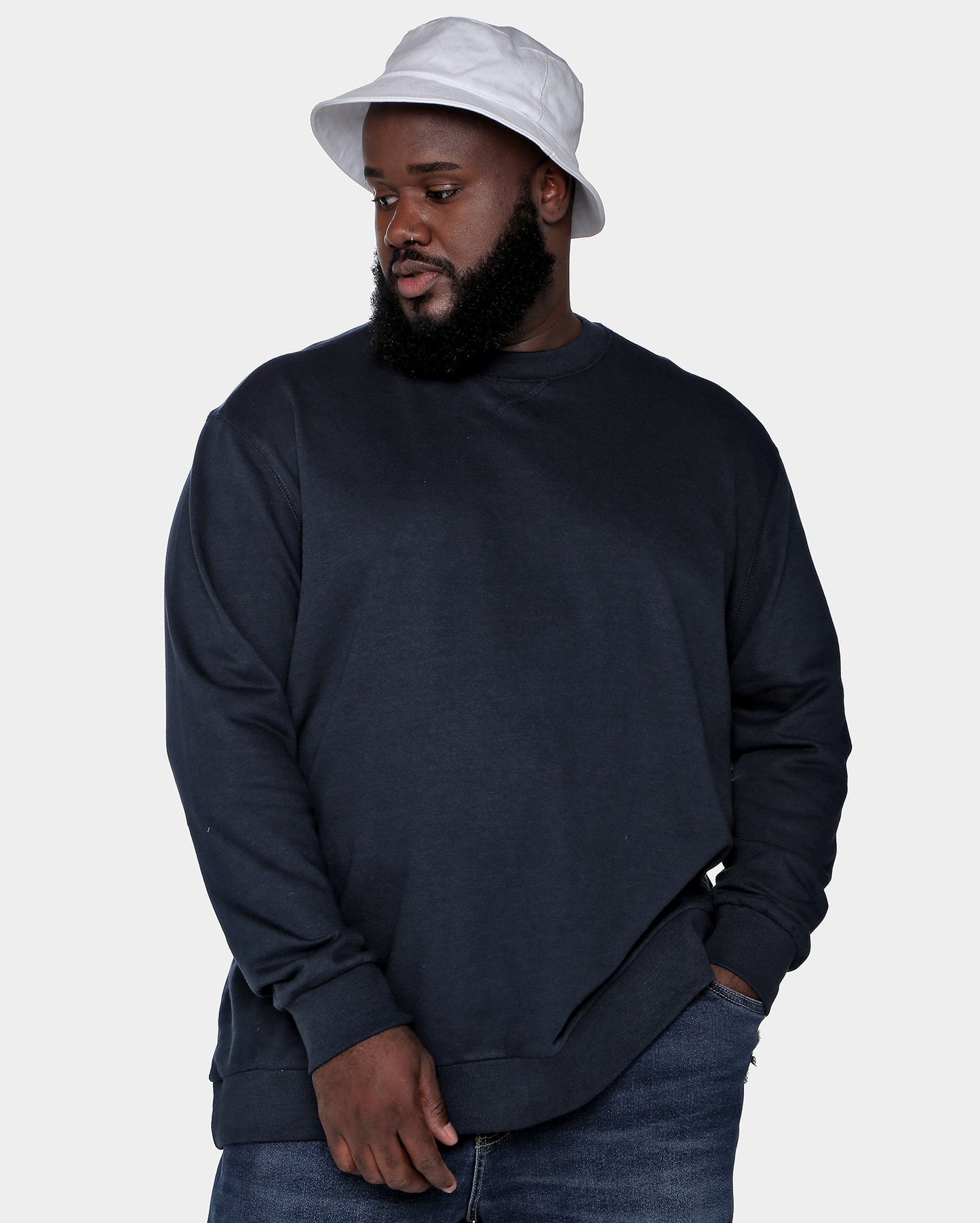 Moletom masculino plus size de manga longa azul escuro Allman By Riachuelo