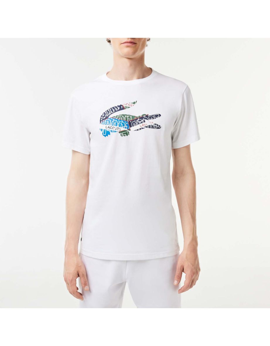 Camiseta esportiva masculina Lacoste White Cotton Jersey