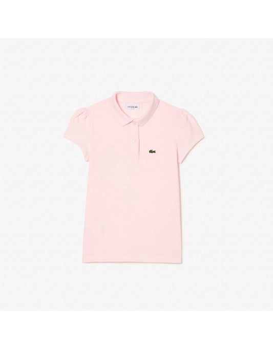 Polo Lacoste Juniors da ragazzo con colletto smerlato e mini piqué - Rosa