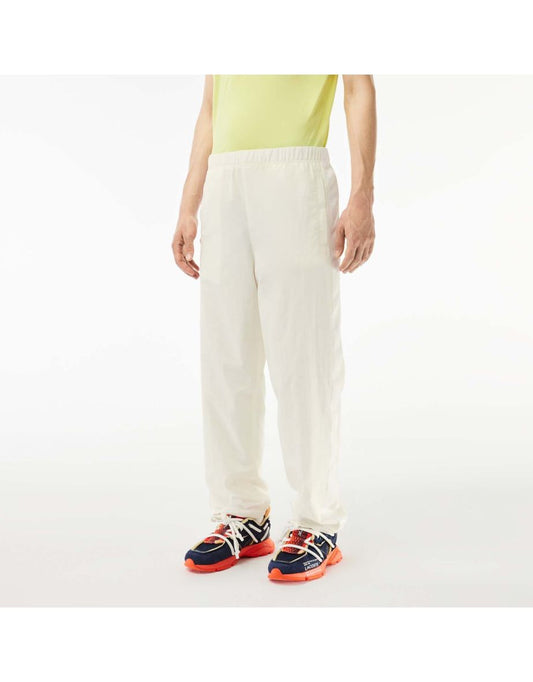 Pantaloni Lacoste da uomo dal taglio rilassato a righe color crema